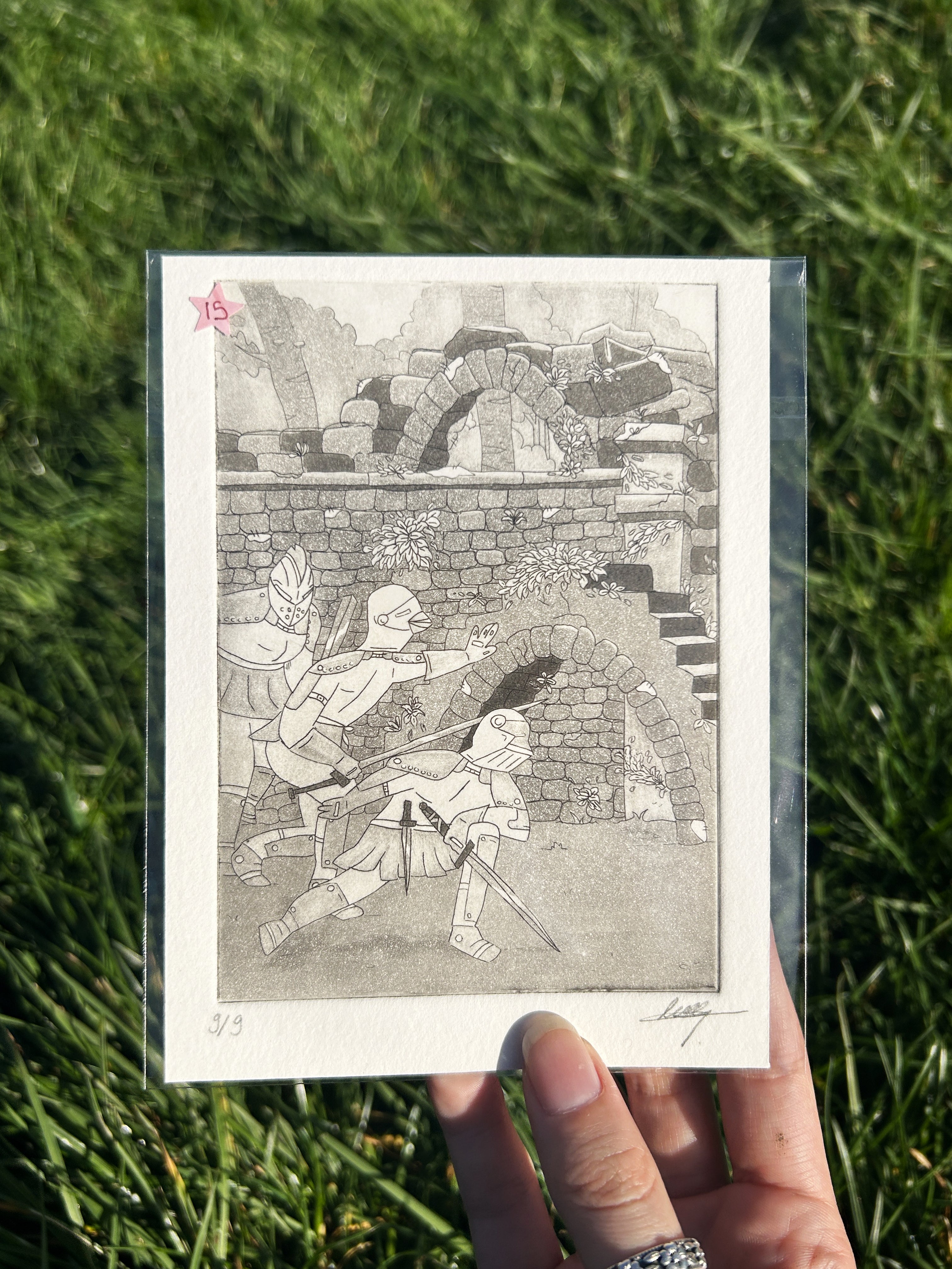 Aquatinte médievale - Gravure