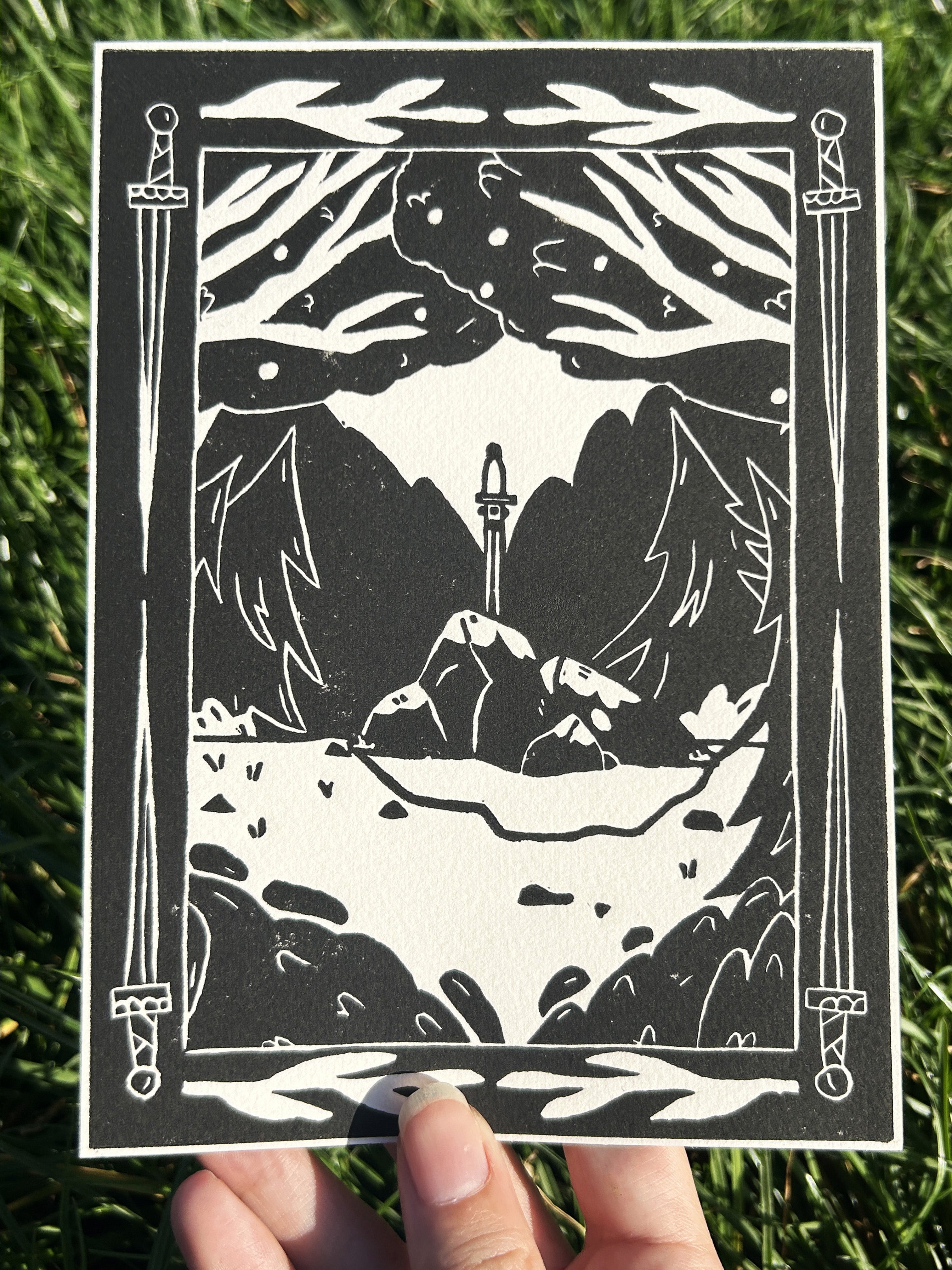 Linogravure épée - Gravure