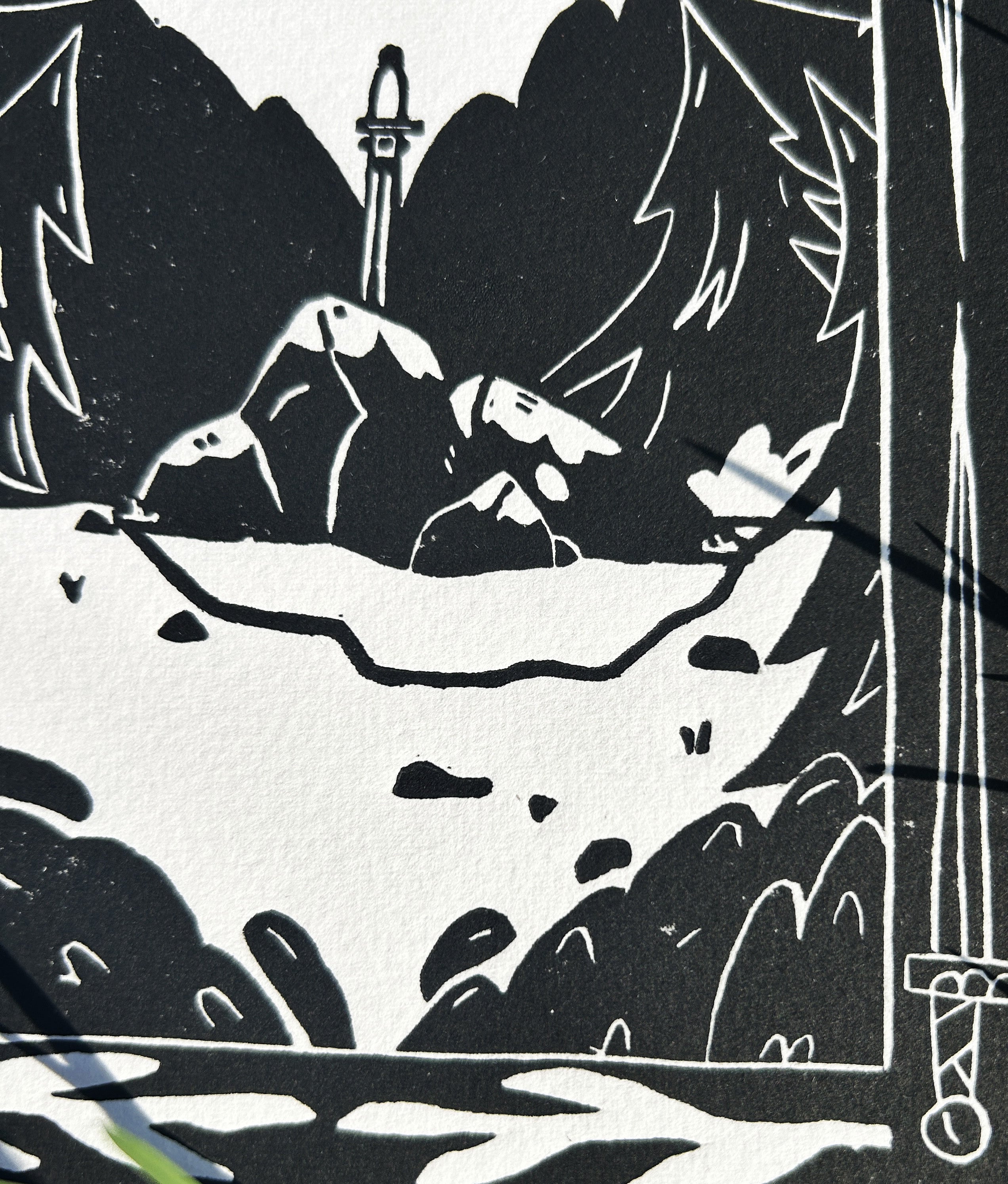 Linogravure épée - Gravure