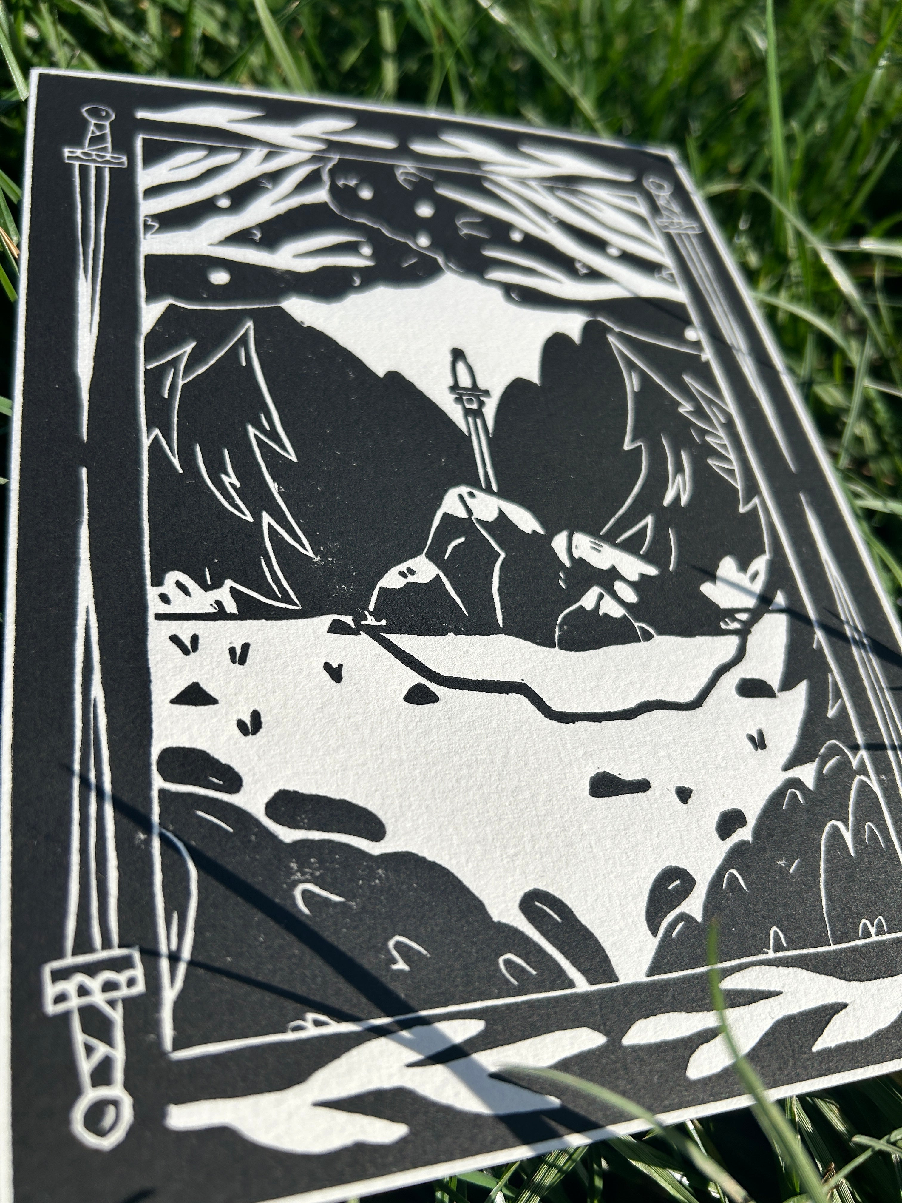 Linogravure épée - Gravure