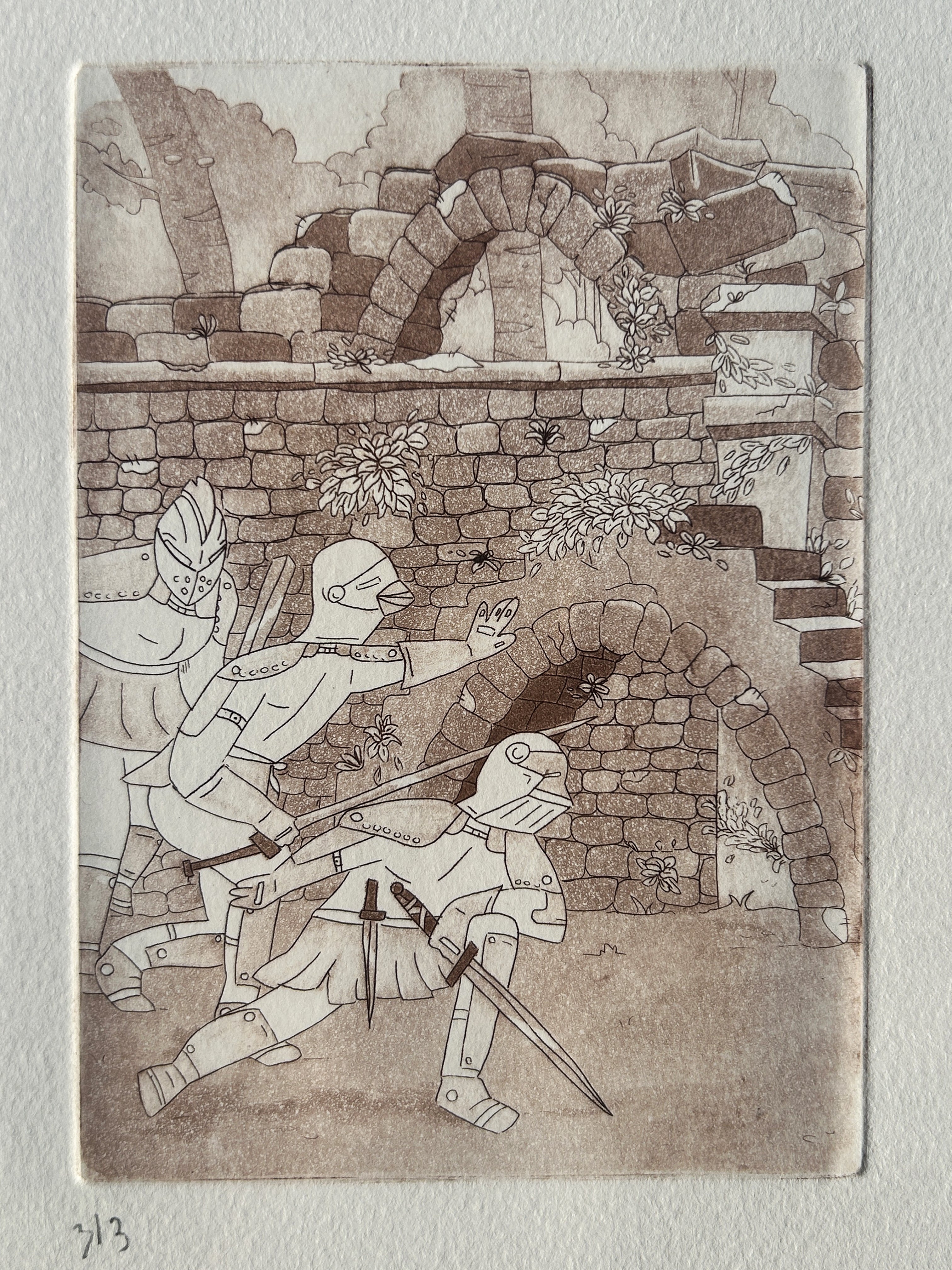 Triptyque chevaliers - Gravure