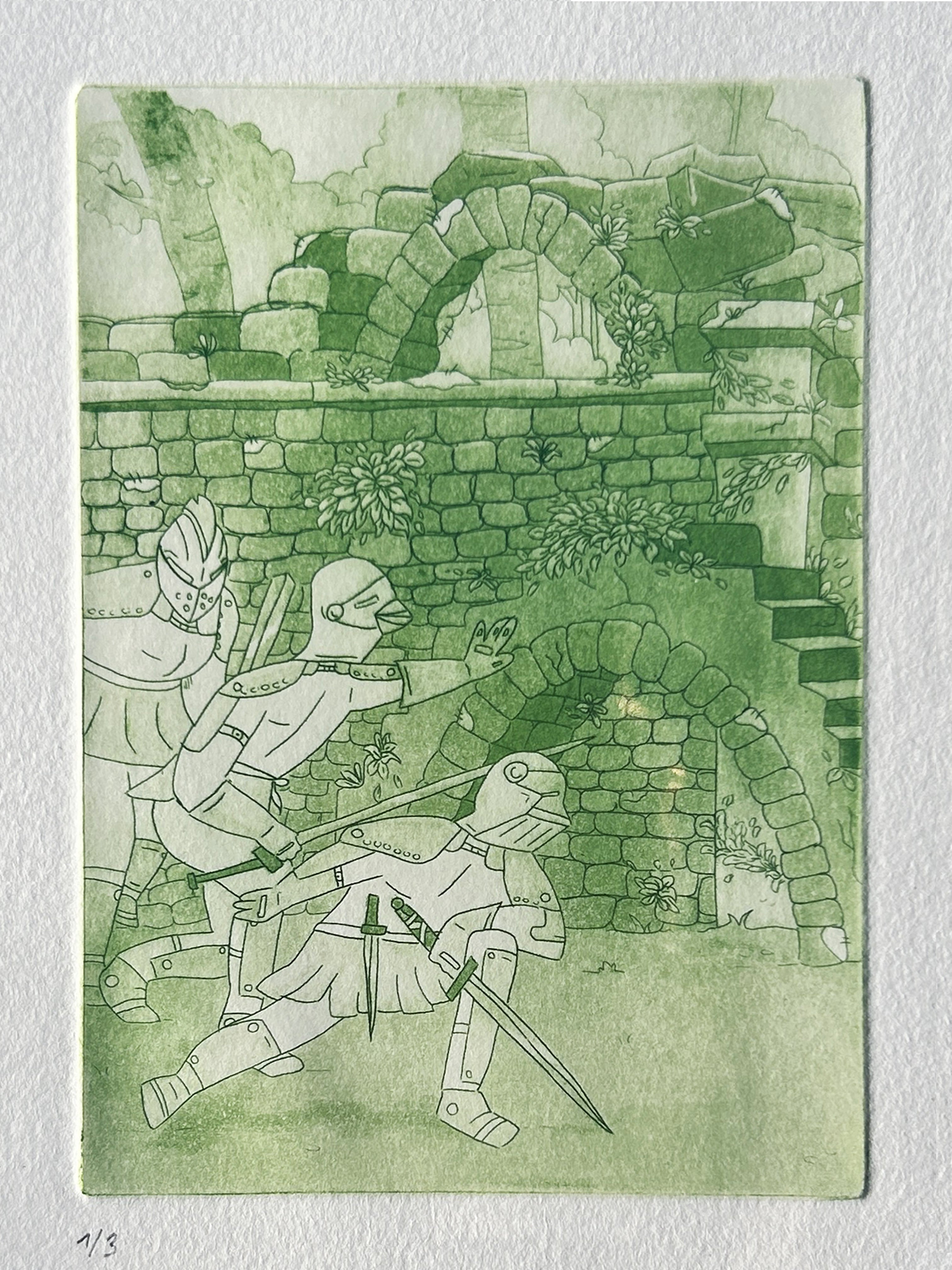 Triptyque chevaliers - Gravure