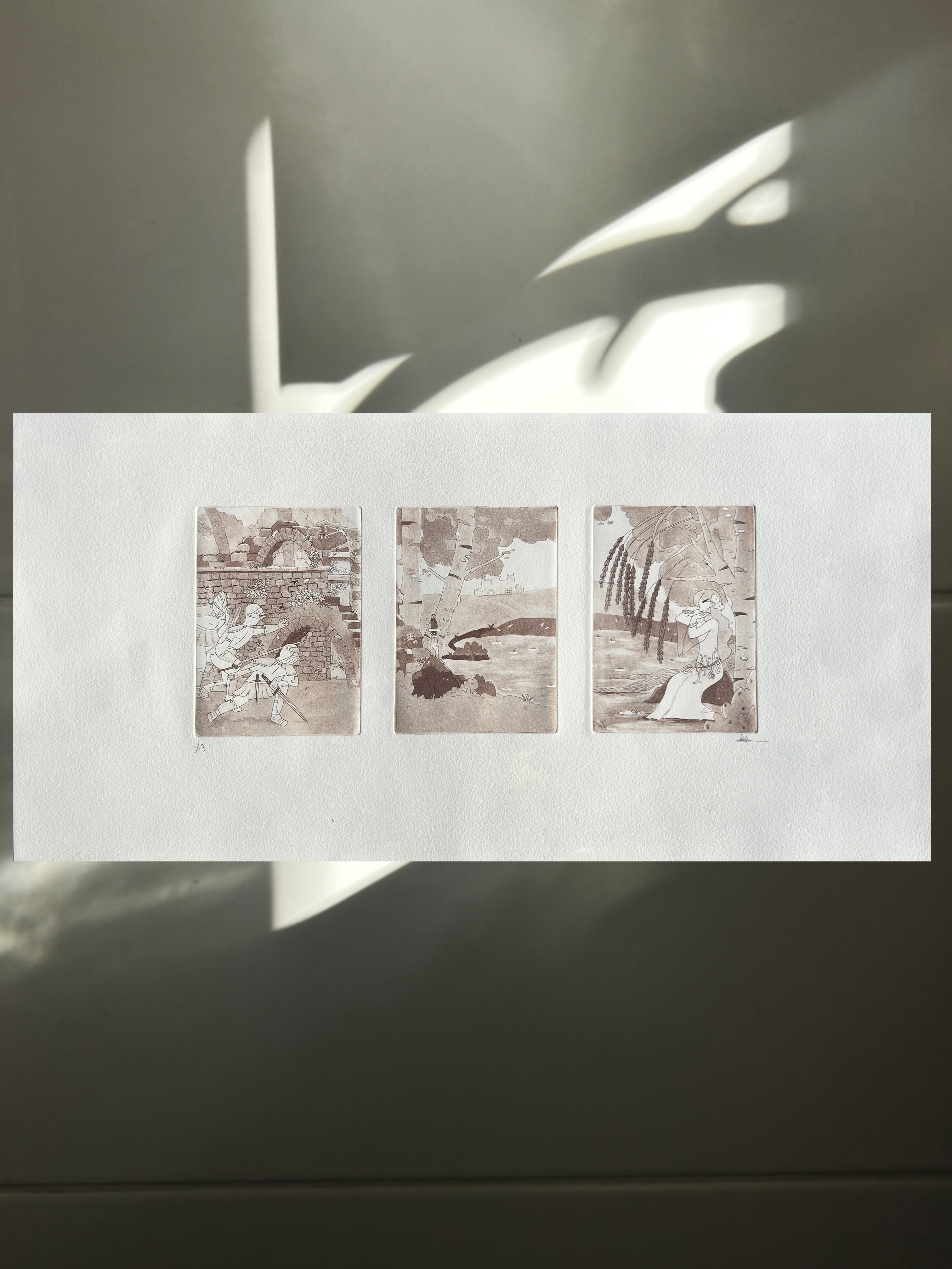 Triptyque chevaliers - Gravure