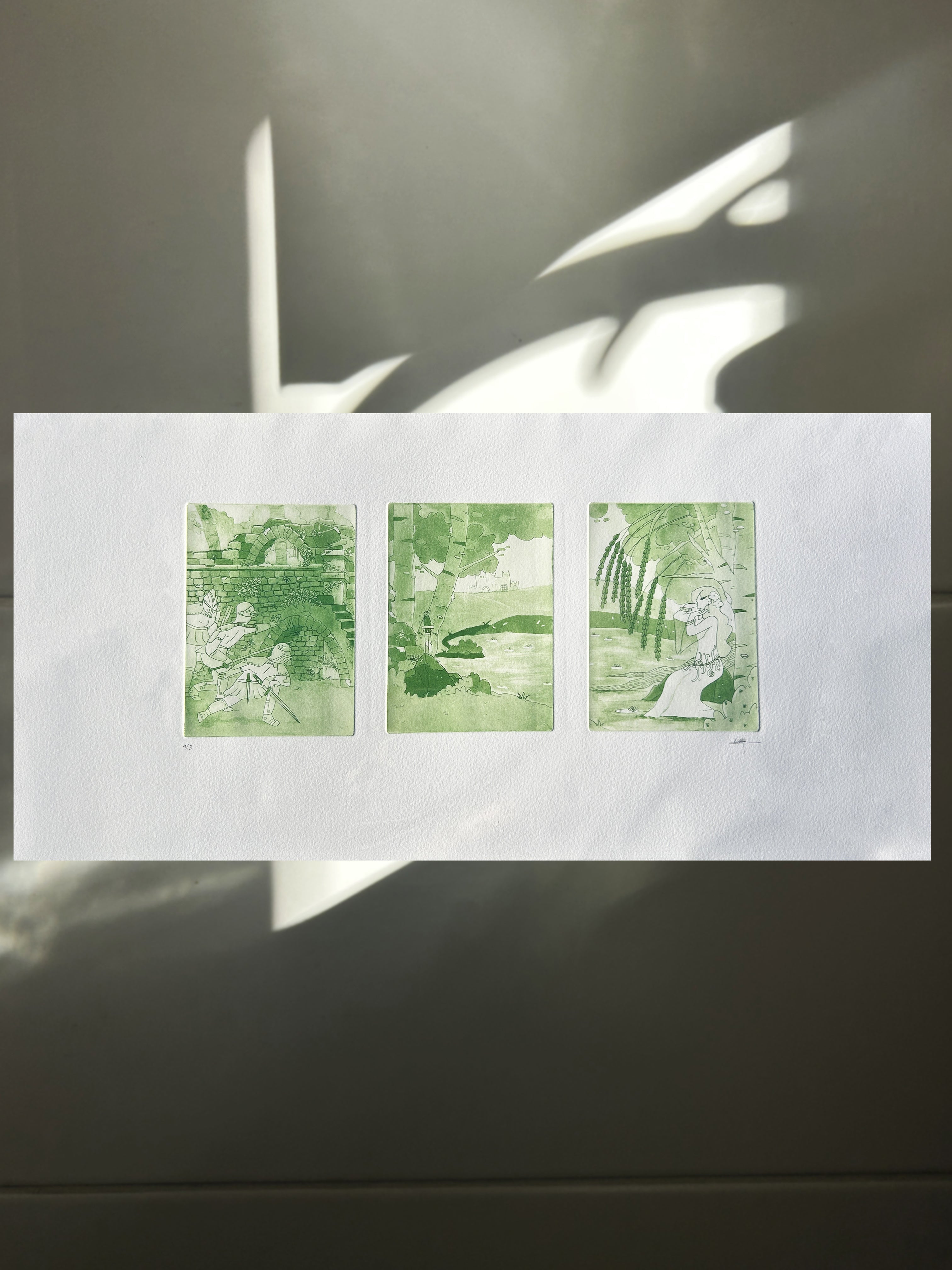 Triptyque chevaliers - Gravure